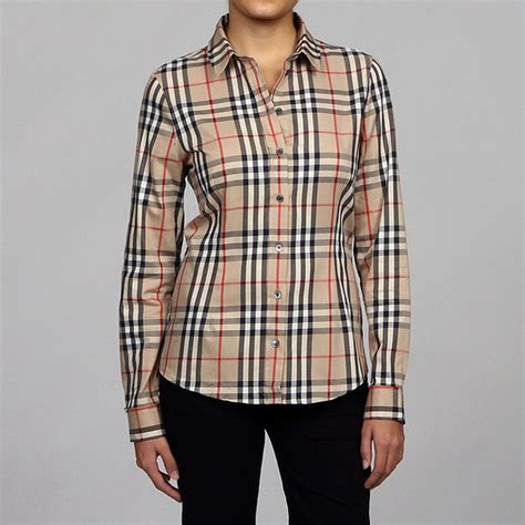 burberry women's plaid long-sleeve button-down shirt|burberry her men's clothing.